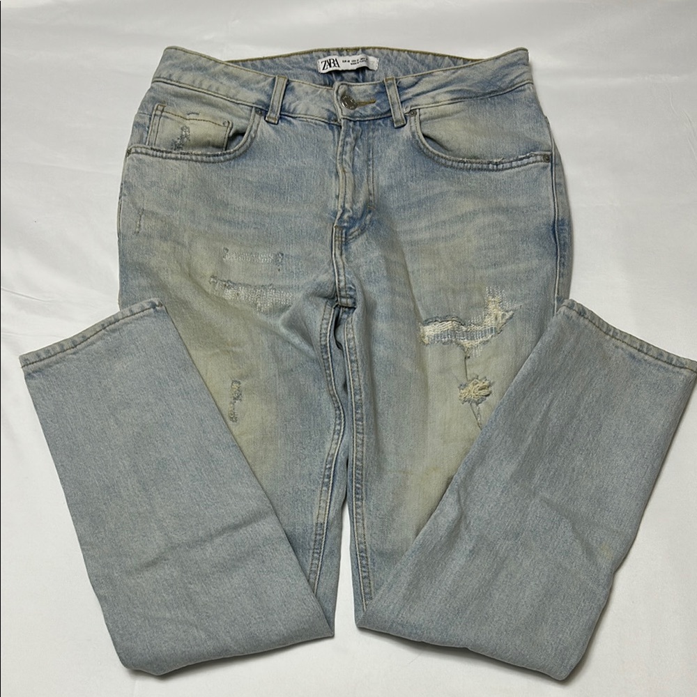 Zara Light Blue Distressed Men's Jeans